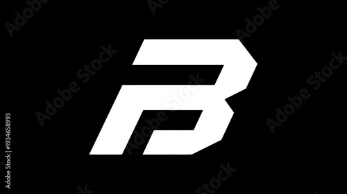 Bold white uppercase letter B symbol, sleek minimalist design element, abstract alphabet initial