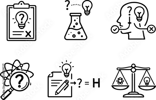 Innovation research science problem solving icons