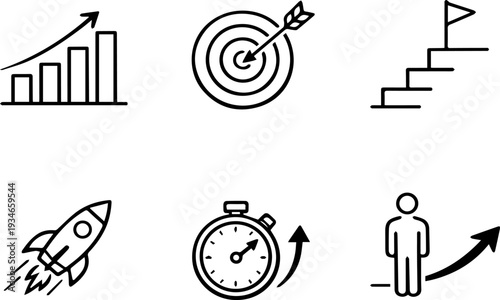 Business growth success achievement motivation icons