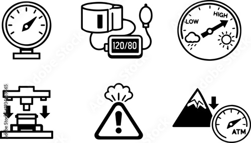 Pressure measurement monitoring gauge line icons