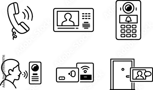 Intercom door access security system icons
