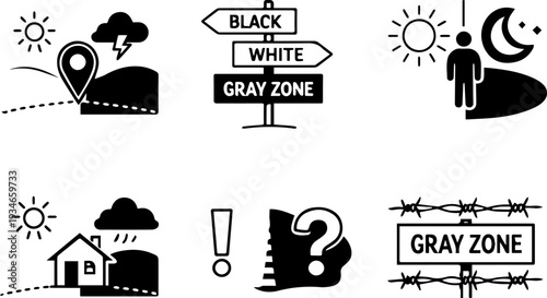 Gray zone conflict intelligence uncertainty concept. Vector