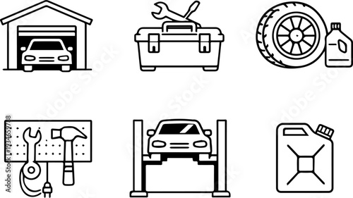 Car repair auto service garage icons
