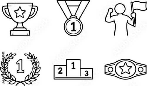 Winner champion award victory celebration icons

