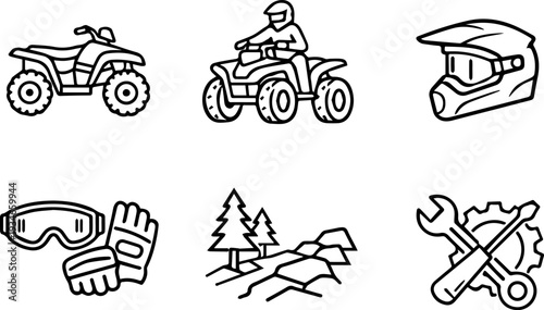 ATV quad bike off road riding icons