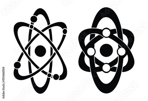 Atom symbol icon vector, science atomic structure illustration
