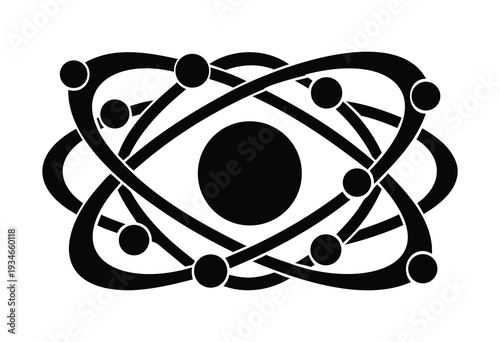 Atom symbol icon vector, science atomic structure illustration
