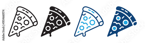 Pizza Slices Icon Set for Food, Restaurant, and Fast Food Illustrations. Pizza Slice Icon Collection for Italian Cuisine, Fast Food, and Delivery Design.