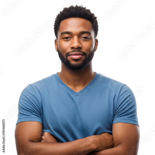 Young african american man with crossed arms isolated on transparent background