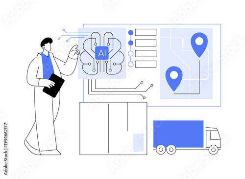 AI in Logistics abstract concept vector illustration.