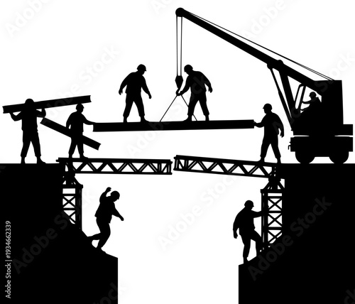 ed against a , with a crane lifting a beam, beam, builder, construction site, construction worker, crane, equipment, job, lift, load, man, person, profile, tool, worker, against transparent background