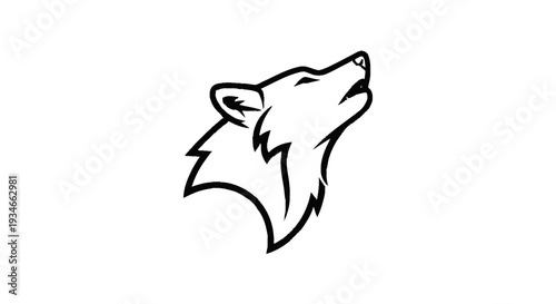 Wolf Howling Silhouette Icon - Wild Animal Head Graphic.