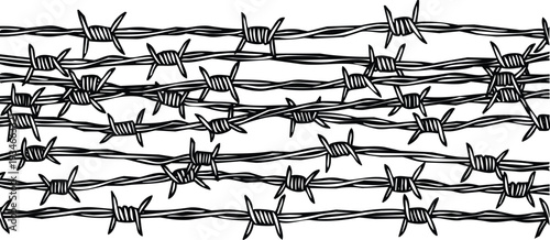 Barbed Wire Fence Horizontal Pattern Vector Illustration