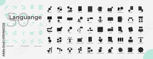 Languange Solid Editable Icons set