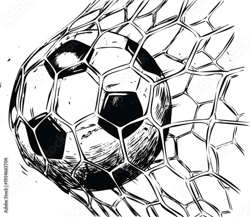 Soccer ball in net vector illustration goal scored sport game celebration action concept