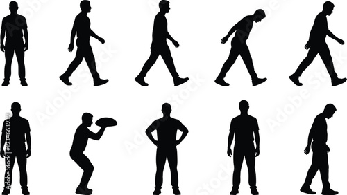 Mega Collection of Diverse Human Silhouettes Featuring Athletes Workers Families and Various Poses Isolated on White Background for Multifaceted Design Projects