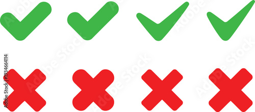 Visual representation of correct and incorrect responses using checkmarks and crosses Vector