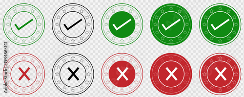 Set of 10 Checkmark and Cross Icons Vector