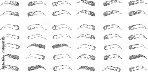 Collection of varied eyebrow shapes and styles in a grid pattern