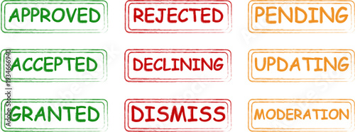 Set of 9 Status Rubber Stamp Icons Vector