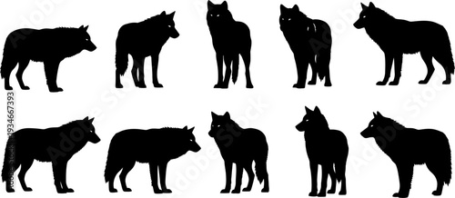 Collection of various horse silhouettes in different poses and angles