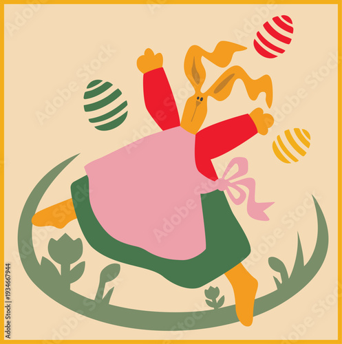 Easter Bunny and Eggs Illustration