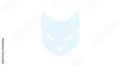 Geometric cat face low poly feline blue animal head.