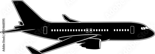 Silhouette of a commercial airplane in flight