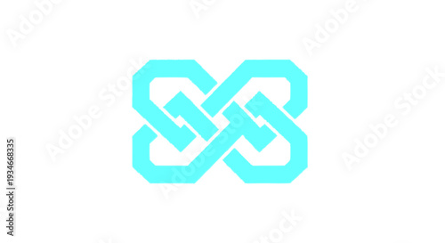 Interconnected links symbol blue chain icon.