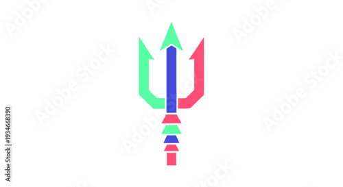 Colorful Trident Icon Poseidon's Symbol Isolated White Background.