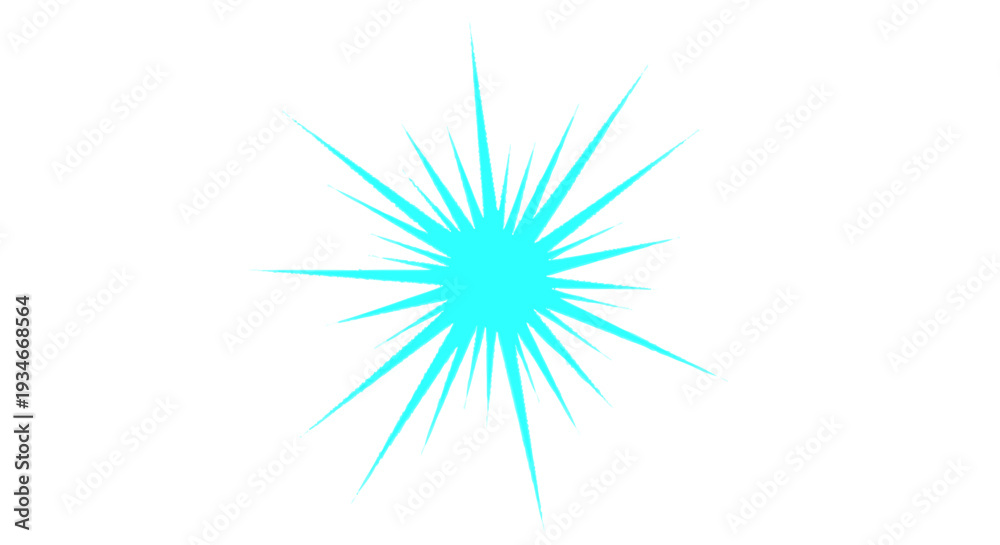 Obraz premium Bright Cyan Starburst Sparkle Light Effect Isolated on White Background.