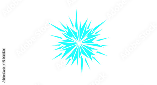 Bright Cyan Starburst Explosion on White Background.