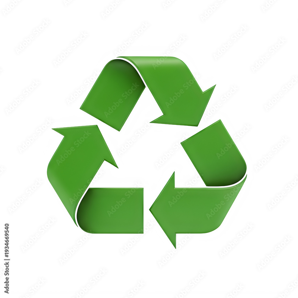 Obraz premium A green recycling symbol on a white background isolated on transparent background