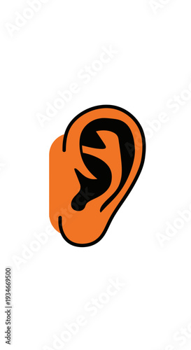 Bold Illustrative Representation of the Human Ear, Abstract Composition with Vivid Colors