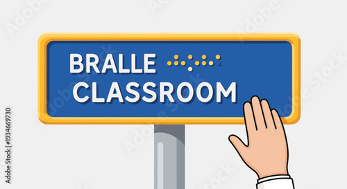 Braille Classroom Sign Indicating Access and Education for Visually Impaired Students