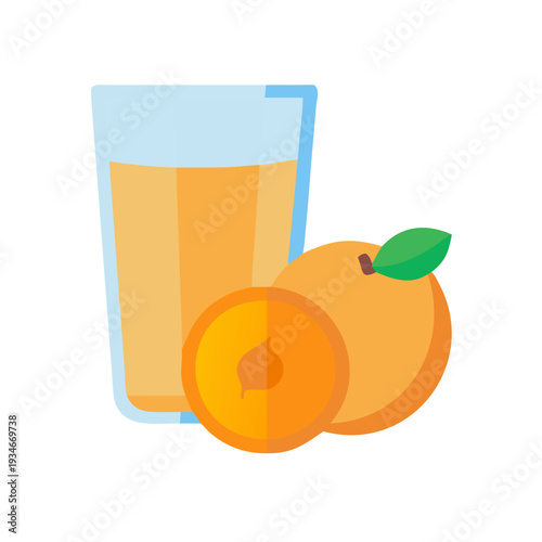 Refreshing peach juice glass and fruit still life on a black background