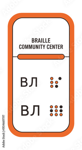 Braille Community Center Signage: Accessible Design for Visual Impairments Communication Concept