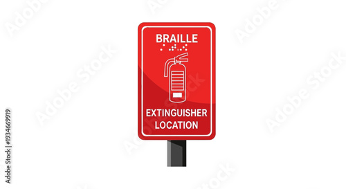 Braille Extinguisher Location Sign Symbolizing Fire Safety Preparedness Information