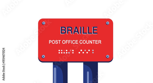 Braille Post Office Counter Sign Illustrating Accessibility And Inclusion For The Visually Impaired