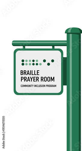 Braille Prayer Room Signage Depicting Community Inclusion And Accessibility Initiatives