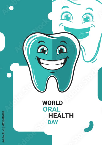 Cheerful Cartoon Tooth Symbolizing Oral Hygiene and Health, Perfect for Educational Use