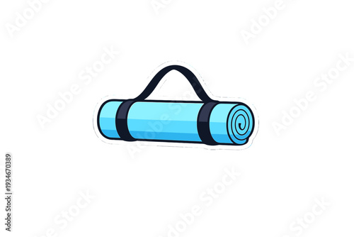 Yoga mat rolled up and ready for practice in a simple space with