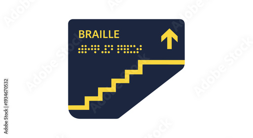 Braille Symbol Guiding Upward Direction, Accessibility Sign For Visually Impaired Persons