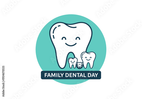 Cheerful Family Dental Illustration Perfect For Promoting Oral Health Awareness Campaign