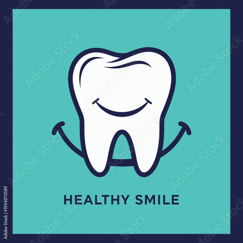 Cheerful Illustration: Dental Health and Happiness Symbolized in A Vibrant Design