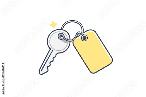 Key and tag on a ring for organizing and labeling personal belongings