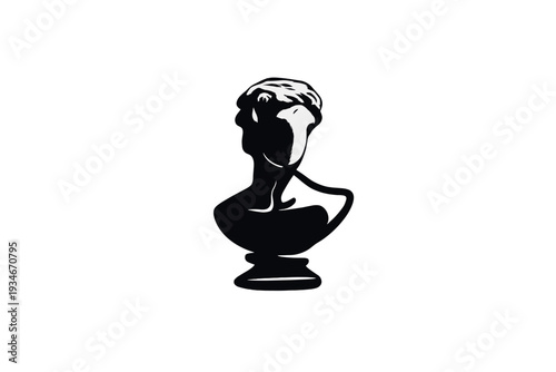 Black and white sculpture of a woman with an elegant hairstyle