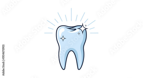 Bright And Sparkling Tooth Illustration Depicting Dental Health And Hygiene Perfect Smile.