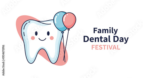 Cheerful Tooth Celebrating Family Dental Day Festival With Balloons And Joyful Smiles