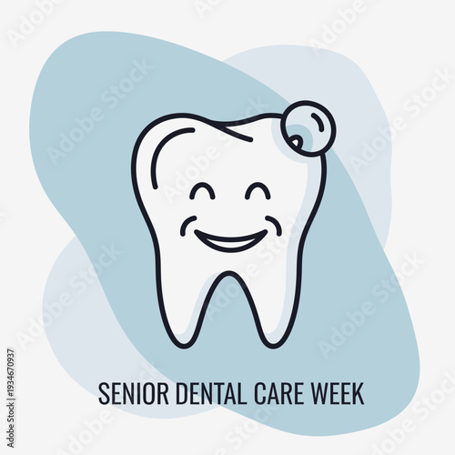 Cheerful Tooth Icon Celebrating Senior Dental Care Week With Smiling Expression and Charm